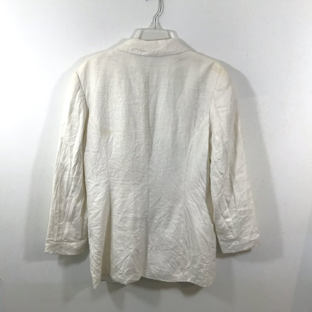 Vintage Linen Blazer with Pockets Ivory Sz 10 - Picture 8 of 13